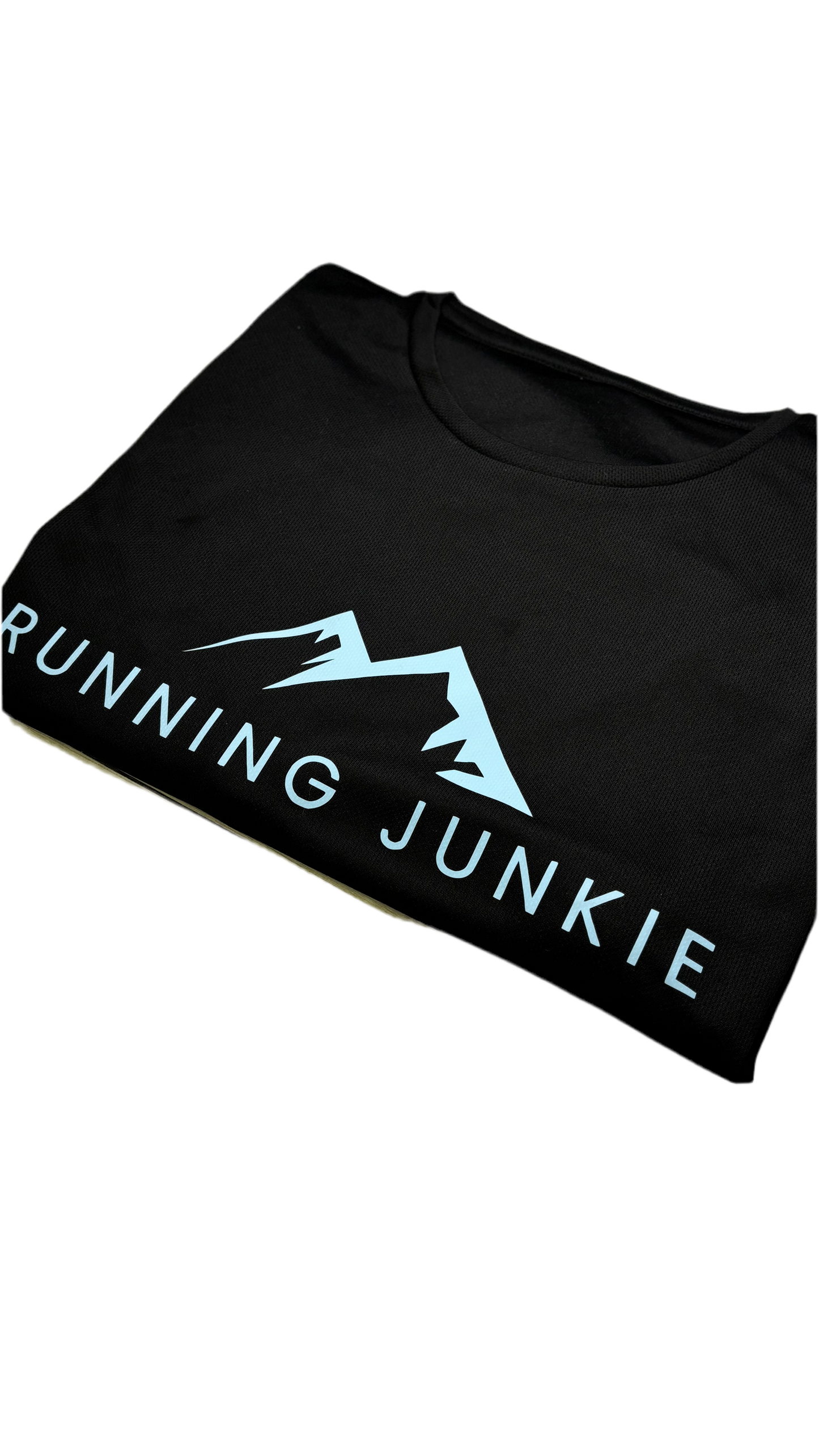 Men’s Active Running Long Sleeve Top Black with Blue Running Junkie Logo